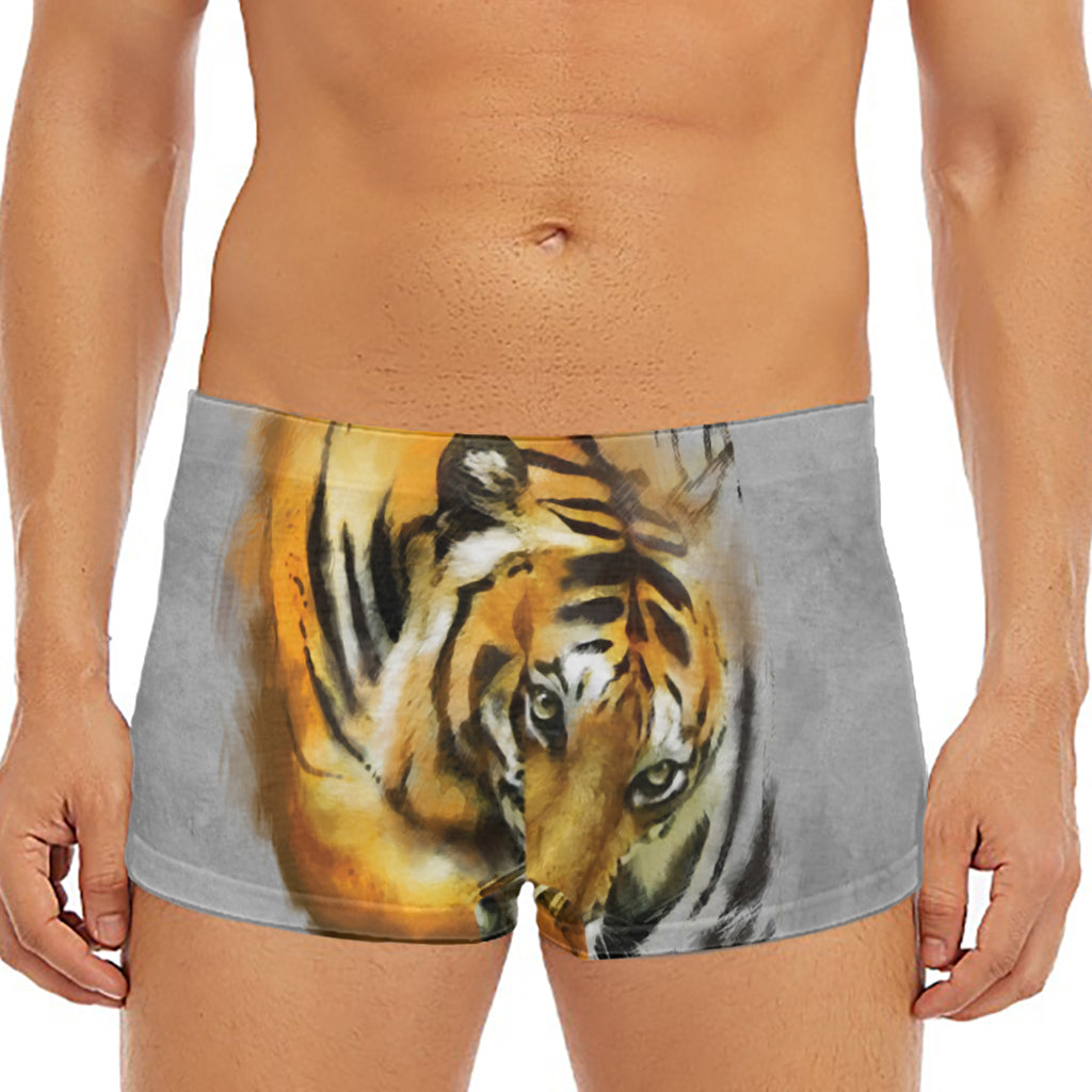 Tiger Painting Print Men's Short Boxer Briefs