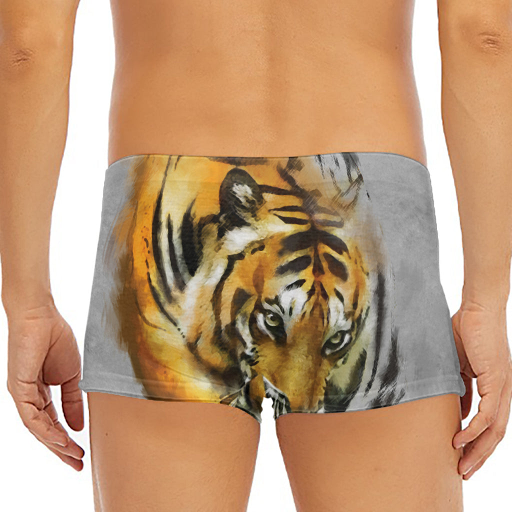 Tiger Painting Print Men's Short Boxer Briefs