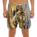 Tiger Painting Print Men's Split Running Shorts