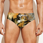 Tiger Painting Print Men's Swim Briefs