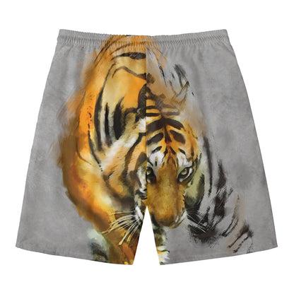 Tiger Painting Print Men's Swim Trunks