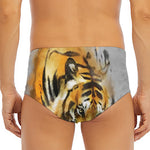 Tiger Painting Print Men's Triangle Swim Briefs
