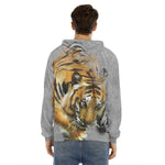 Tiger Painting Print Men's Velvet Pullover Hoodie