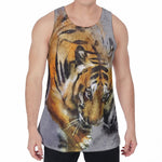 Tiger Painting Print Men's Velvet Tank Top