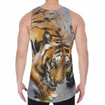 Tiger Painting Print Men's Velvet Tank Top