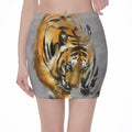 Tiger Painting Print Pencil Mini Skirt