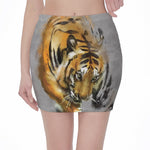 Tiger Painting Print Pencil Mini Skirt