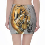 Tiger Painting Print Pencil Mini Skirt