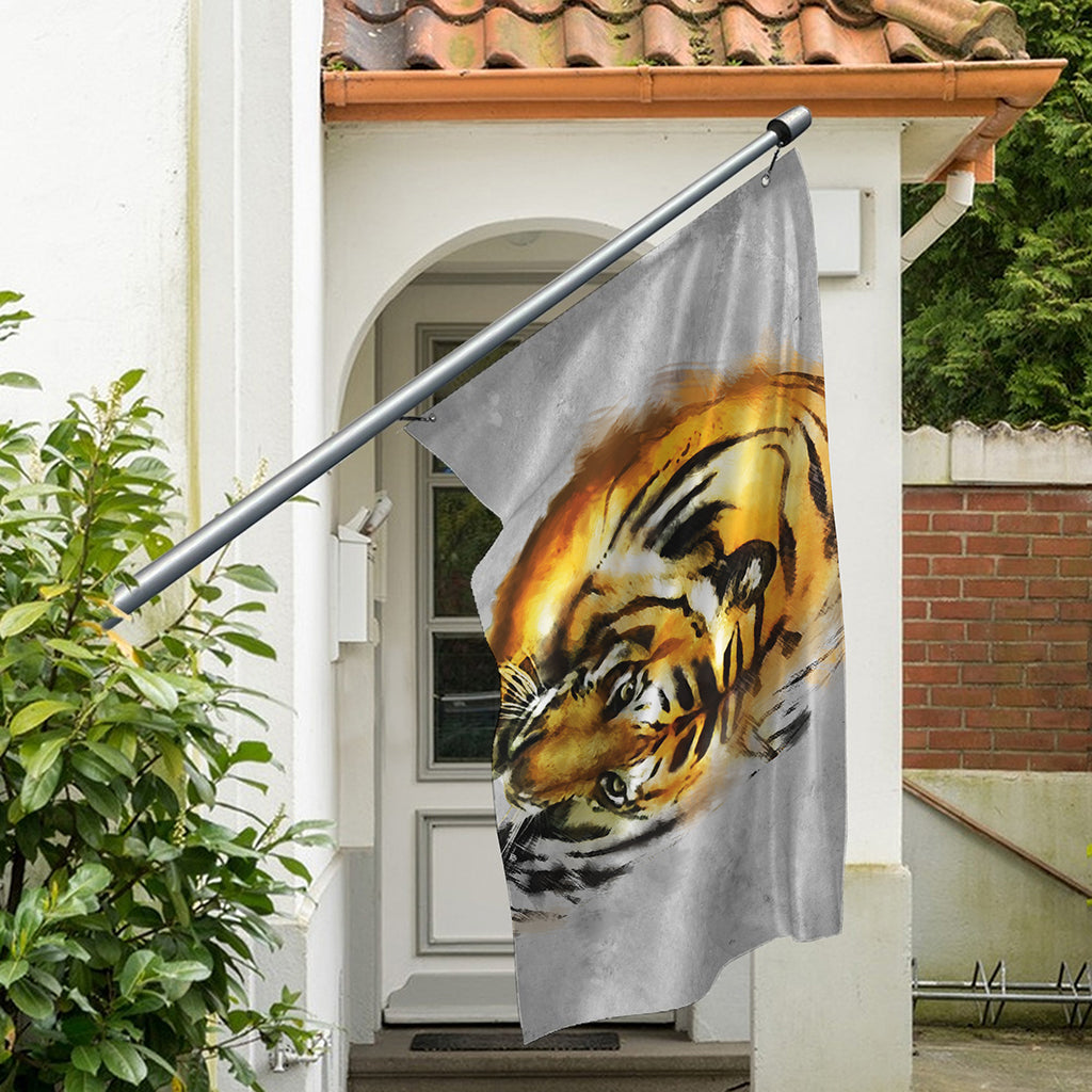Tiger Painting Print Polyester Flag