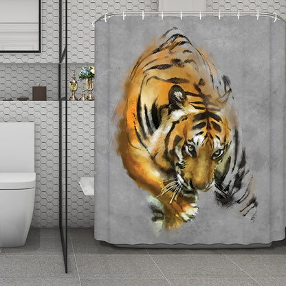 Tiger Painting Print Polyester Shower Curtain