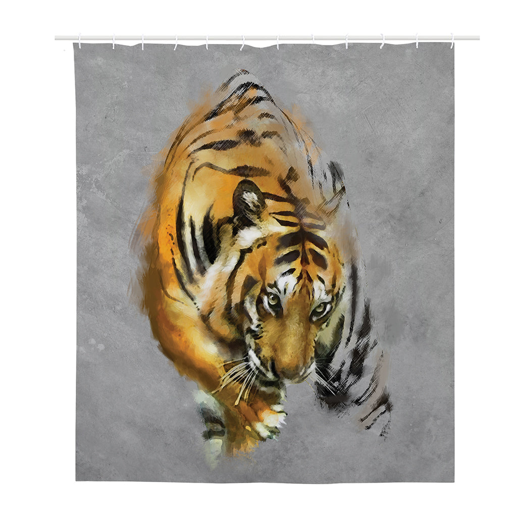 Tiger Painting Print Polyester Shower Curtain