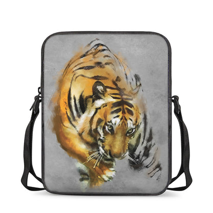 Tiger Painting Print Rectangular Crossbody Bag