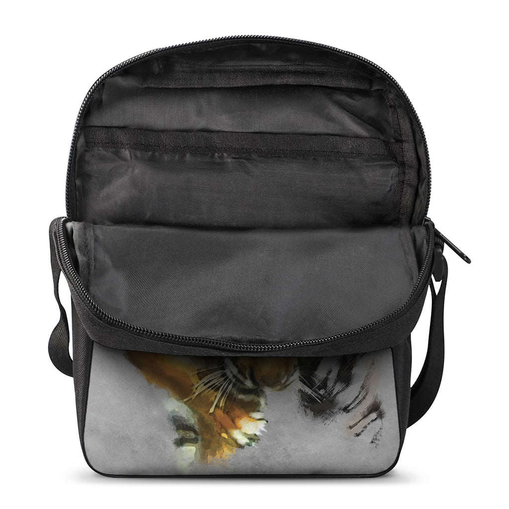 Tiger Painting Print Rectangular Crossbody Bag