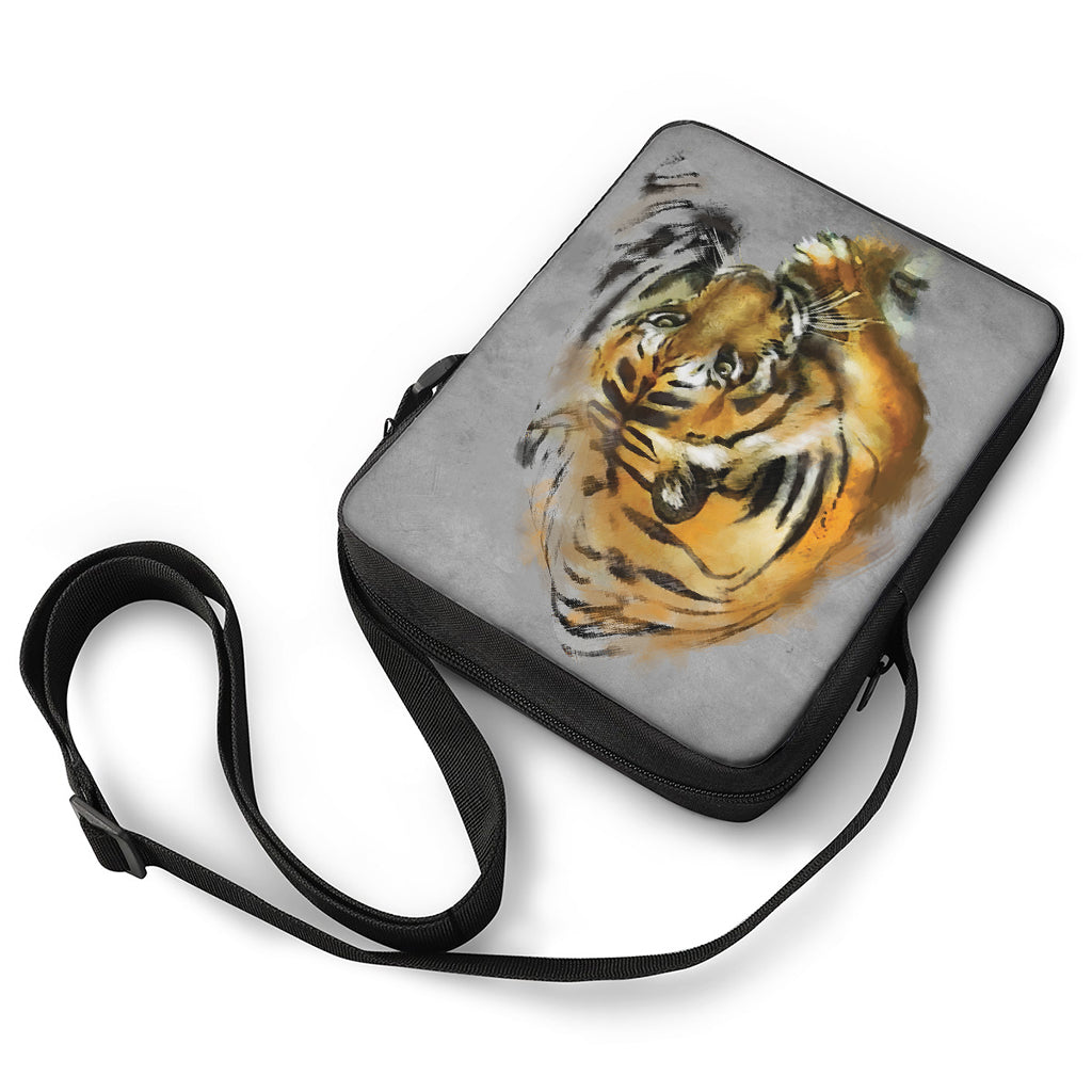 Tiger Painting Print Rectangular Crossbody Bag