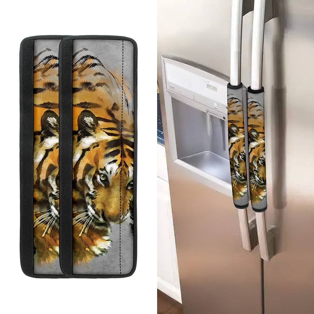 Tiger Painting Print Refrigerator Handle Covers