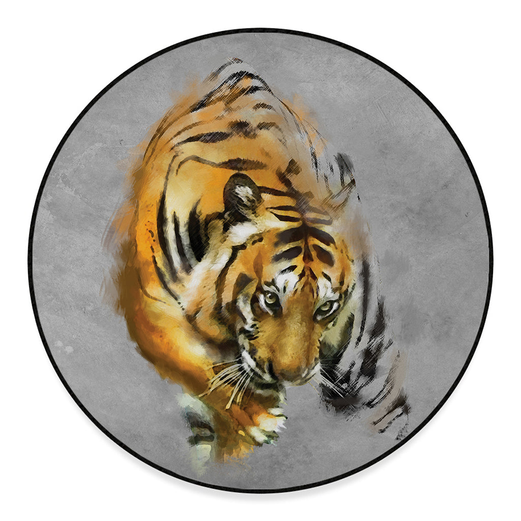 Tiger Painting Print Round Floor Mat