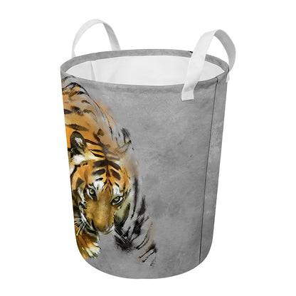Tiger Painting Print Round Laundry Basket