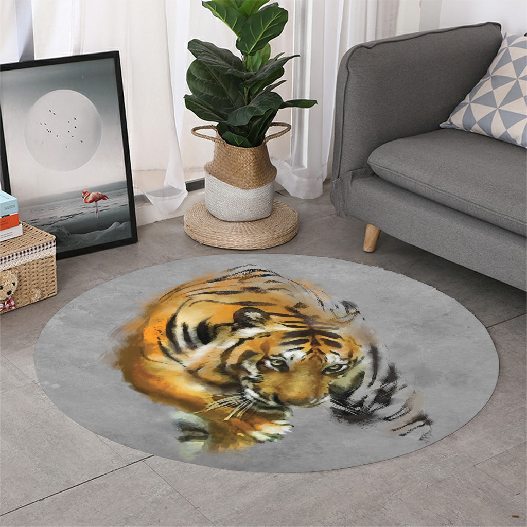 Tiger Painting Print Round Rug