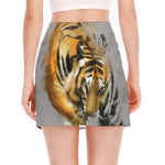 Tiger Painting Print Side Slit Mini Skirt