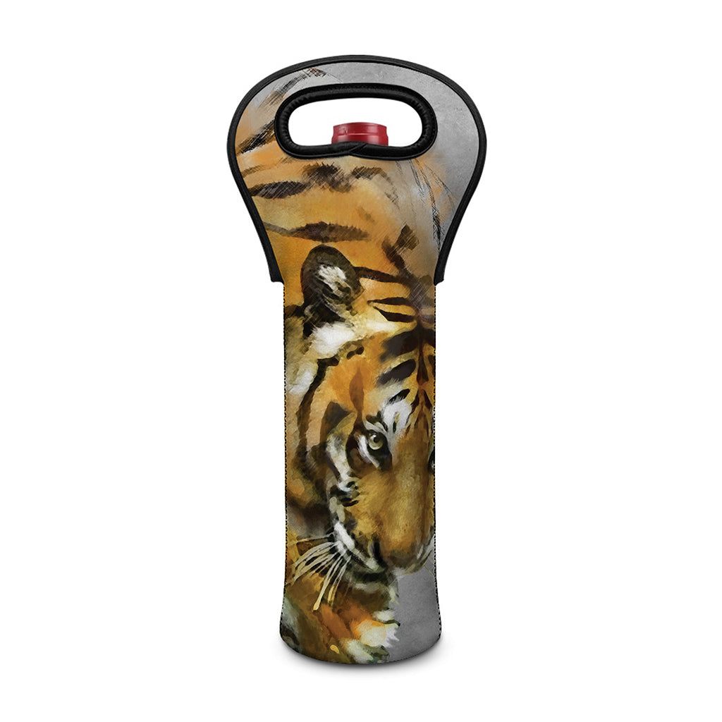 Tiger Painting Print Single Neoprene Wine Tote
