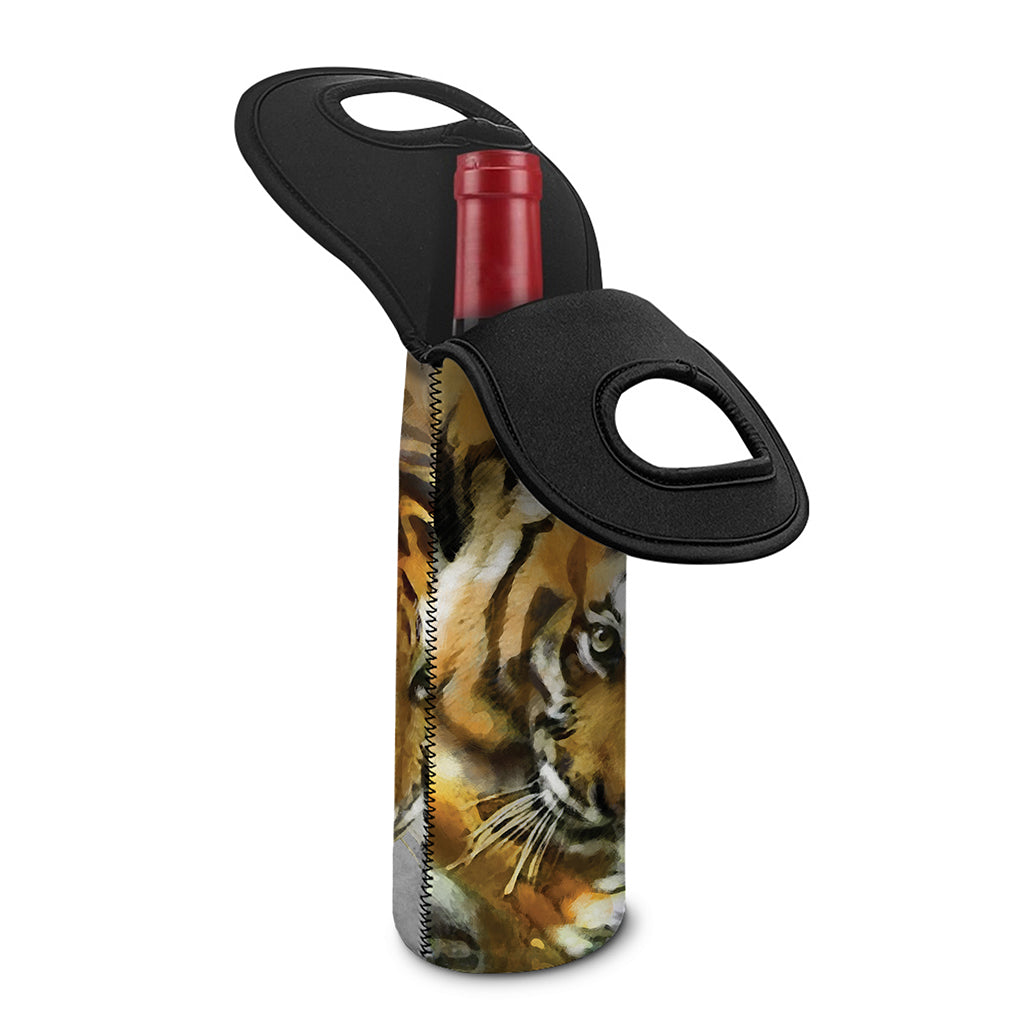 Tiger Painting Print Single Neoprene Wine Tote