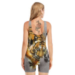 Tiger Painting Print Sleeveless One Piece Swimsuit