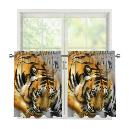 Tiger Painting Print Tier Curtains