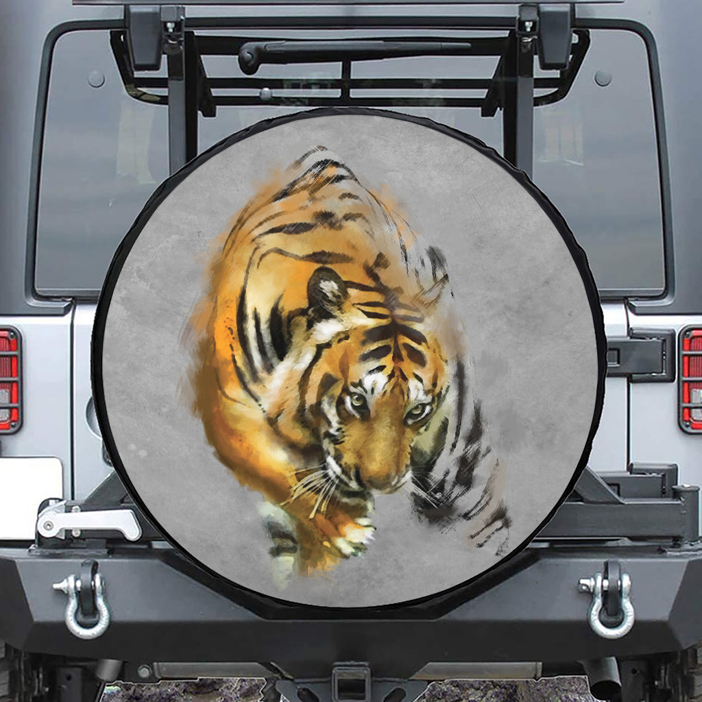 Tiger Painting Print Tire Cover