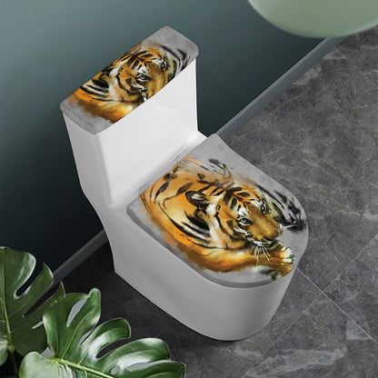 Tiger Painting Print Toilet Lid And Tank Cover Set