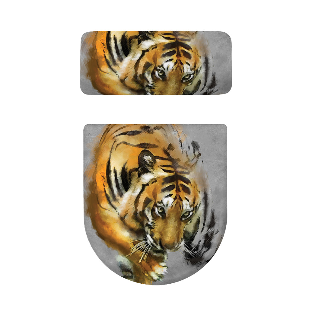 Tiger Painting Print Toilet Lid And Tank Cover Set