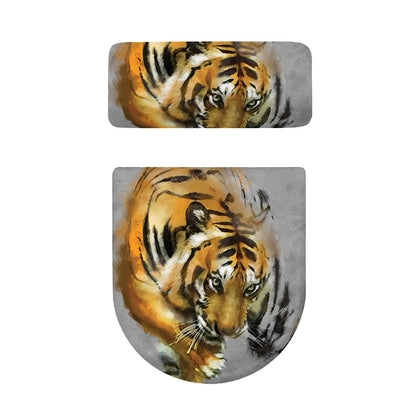 Tiger Painting Print Toilet Lid And Tank Cover Set