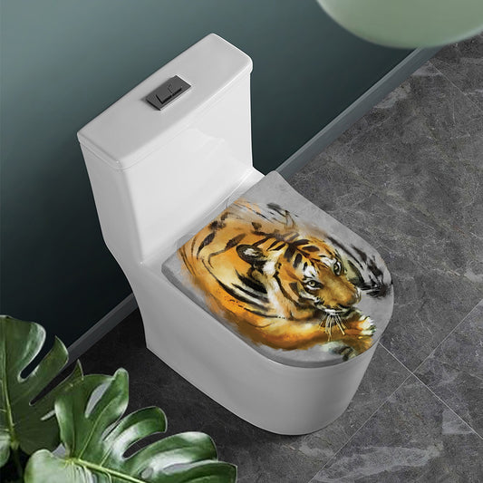 Tiger Painting Print Toilet Lid Cover