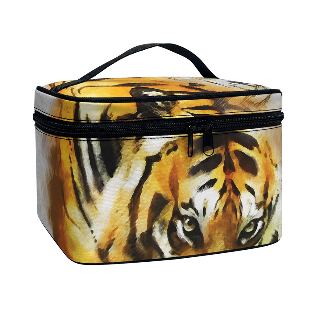 Tiger Painting Print Travel Makeup Bag