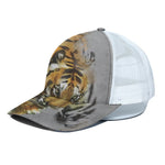 Tiger Painting Print White Mesh Trucker Cap