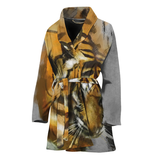 Tiger Painting Print Women's Bathrobe