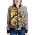 Tiger Painting Print Women's Bomber Jacket
