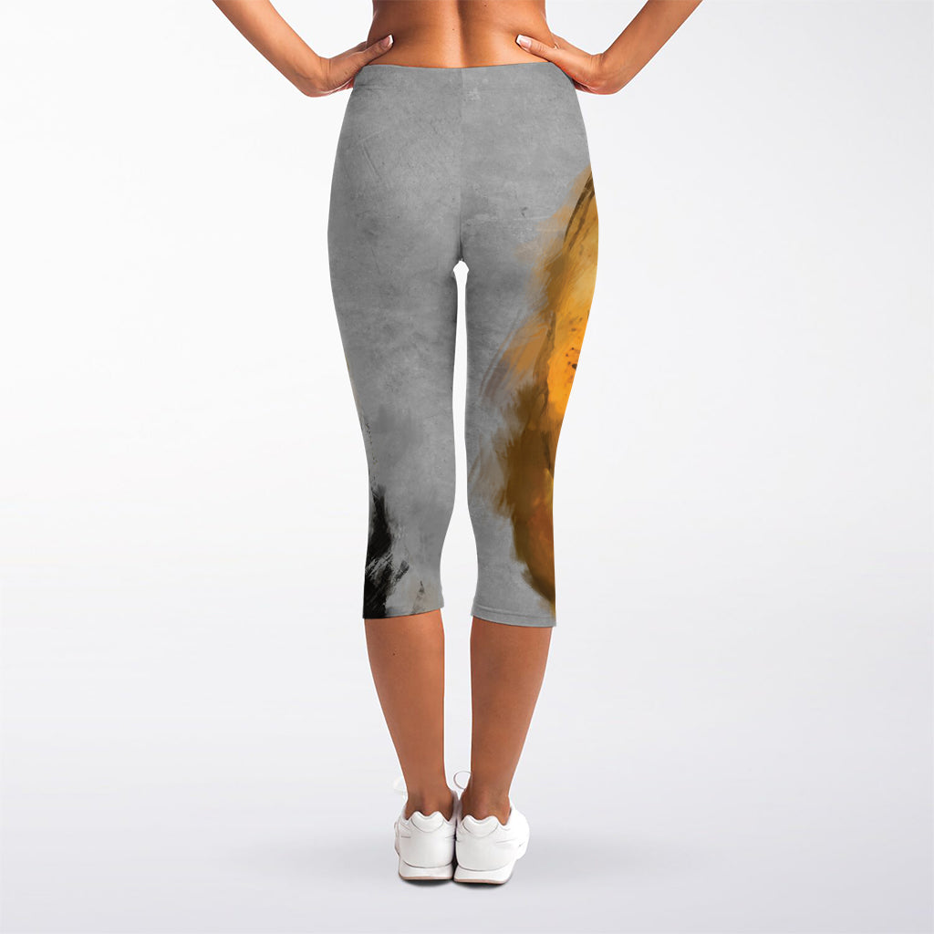 Tiger Painting Print Women's Capri Leggings