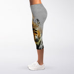 Tiger Painting Print Women's Capri Leggings