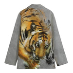 Tiger Painting Print Women's Cotton Blazer