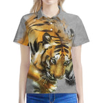 Tiger Painting Print Women's Polo Shirt