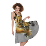 Tiger Painting Print Women's Sleeveless Dress