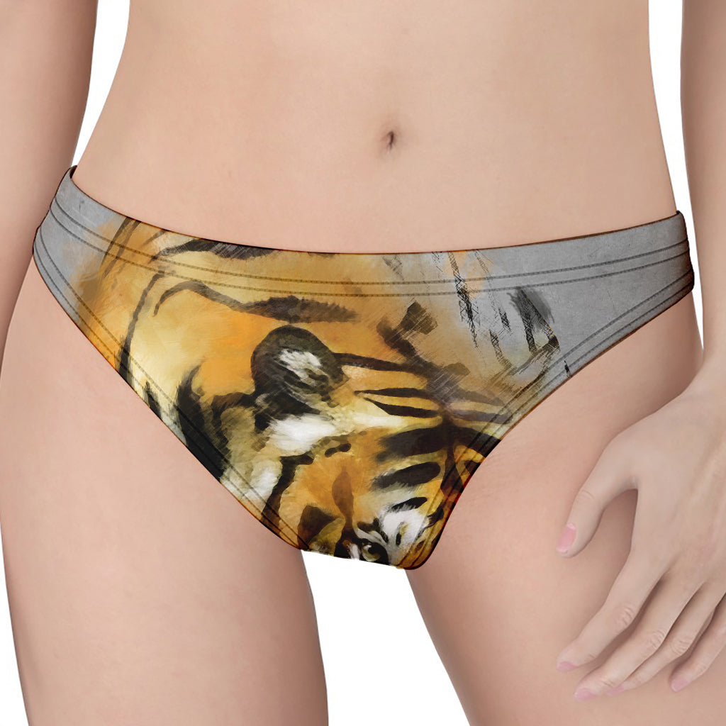 Tiger Painting Print Women's Thong