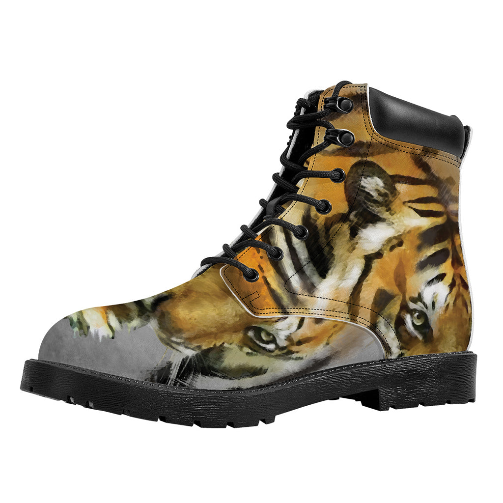 Tiger Painting Print Work Boots