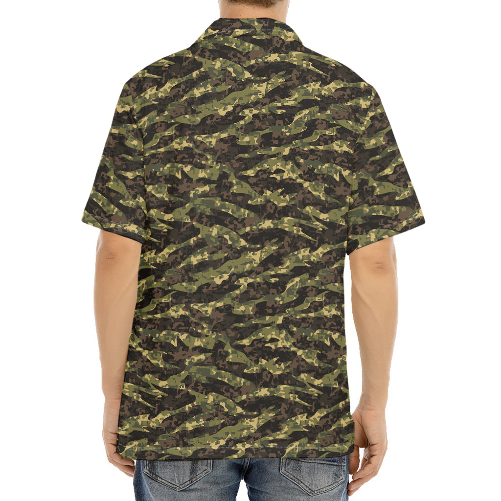 Tiger Stripe Camouflage Pattern Print Aloha Shirt