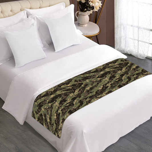 Tiger Stripe Camouflage Pattern Print Bed Runner