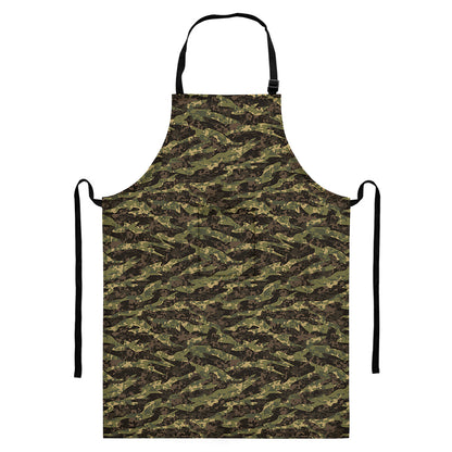 Tiger Stripe Camouflage Pattern Print Bib Apron With Pocket