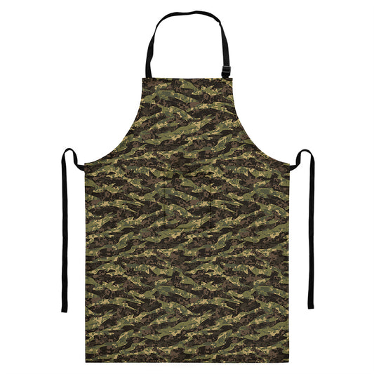 Tiger Stripe Camouflage Pattern Print Bib Apron With Pocket