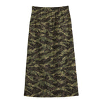 Tiger Stripe Camouflage Pattern Print Cotton Front Slit Maxi Skirt