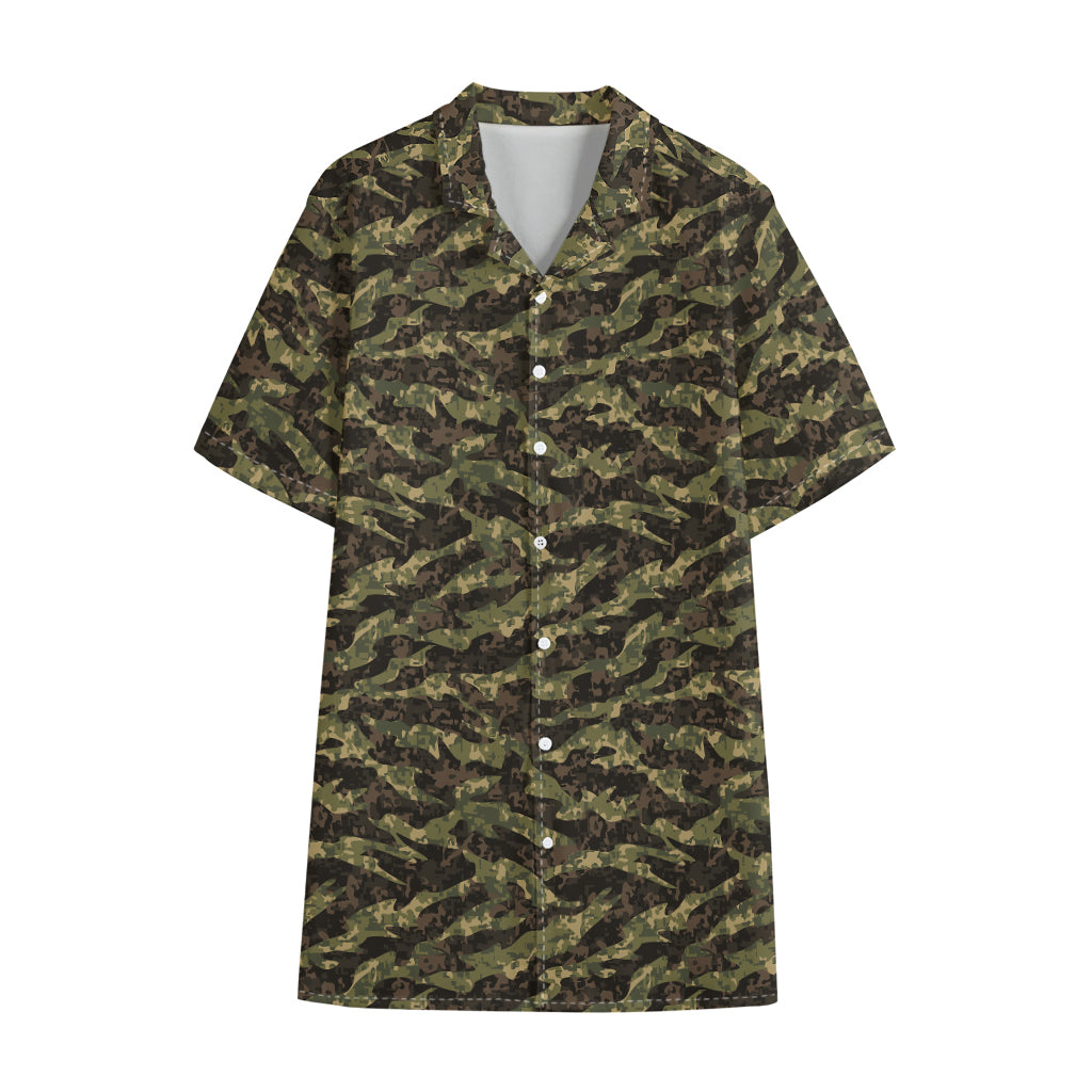 Tiger Stripe Camouflage Pattern Print Cotton Hawaiian Shirt