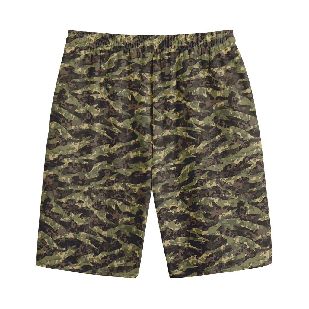 Tiger Stripe Camouflage Pattern Print Cotton Shorts